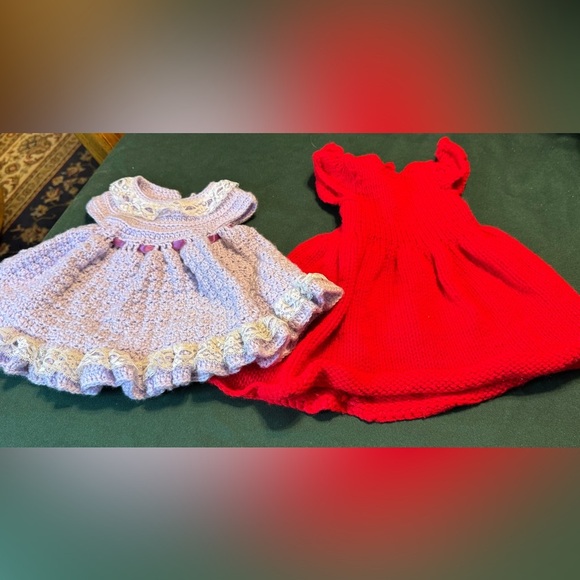 Vintage Two Handmade Crochet Doll Dresses - Picture 1 of 15